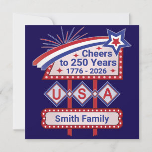 Invitation Marquee Rétro Patriotique USA 250 personnalisé