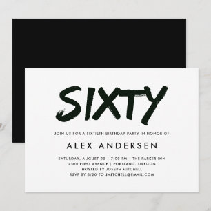 Invitation Marqueur moderne   Soixantième anniversaire noir e