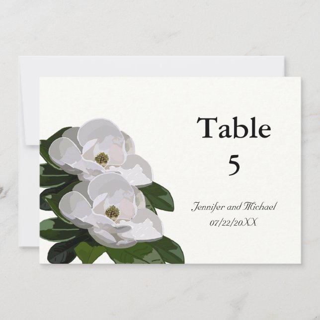 Invitation Marqueurs de table de Mariage moderne Fleur Magnol (Devant)