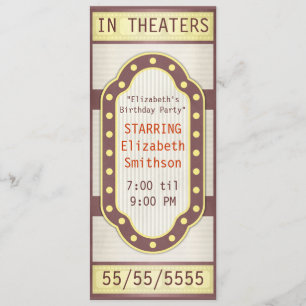 Invitation Marquise de la fête d'anniversaire du cinéma