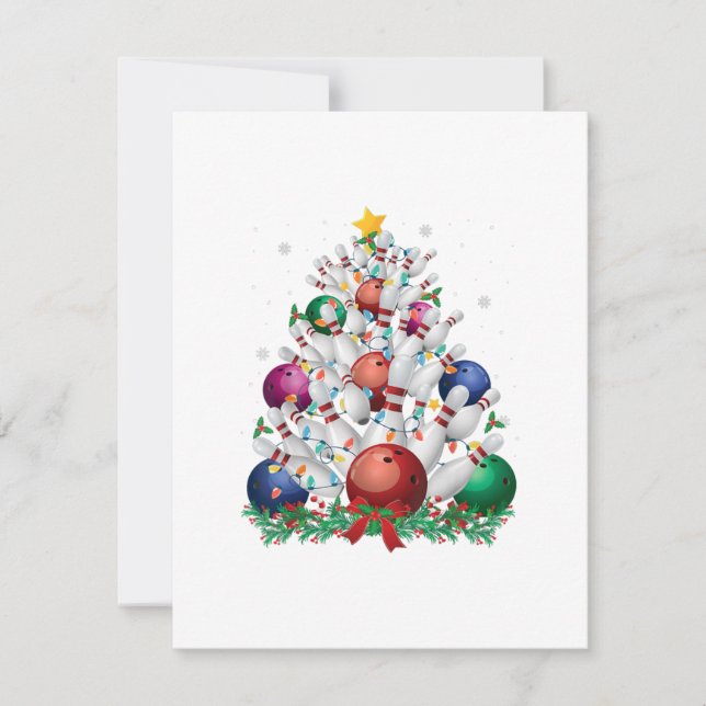 Invitation marrant bowling noël arbre lumière xmas sport amou (Devant)