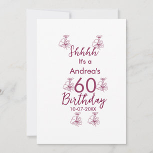 Invitation Marron blanc mauve montre nom floral 60e anniversa