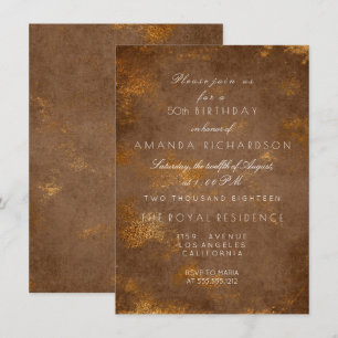 Invitation Marron Bordeaux Sépia Effet Distressé Anniversaire