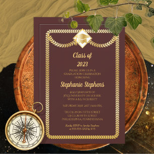 Invitation Marron Gold Serpentine Graduation Party