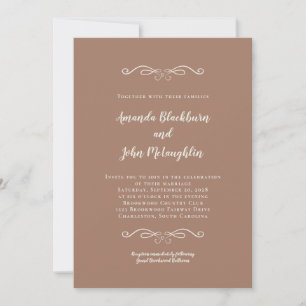 Invitation Marron Mocca Élégant Chic Formel Mariage Intempore