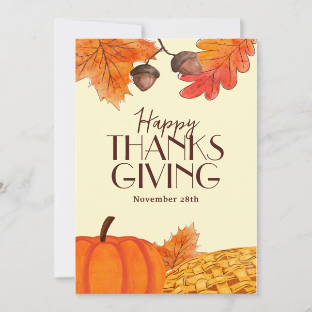 Invitation Marron Simple Joyeux Thanksgiving Media Sociaux (Devant)