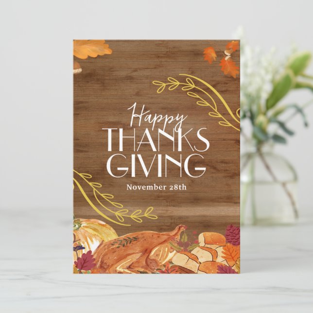 Invitation Marron Simple Joyeux Thanksgiving Médias Sociaux (Debout devant)