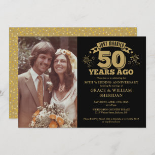 Invitation Marry 50th Anniversary Photo Or et noir