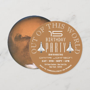 Invitation Mars, navette spatiale fête d'anniversaire