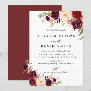 Invitation Marsala bordeaux floral