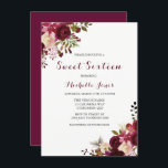 Invitation Marsala Bourgogne Rouge Floral Spring Sweet 16 Inv<br><div class="desc">Marsala Burgundy Red Floral Spring Sweet 16 Invitation Collection correspondante à Niche et Nest store.</div>