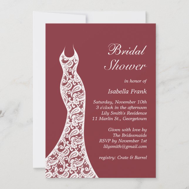 Invitation Marsala Bridal Shower (Devant)