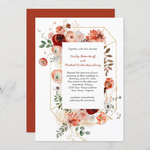 Invitation Marsala Burgundy Blush Fall Floral Mariage