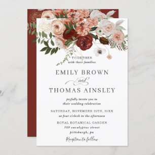 Invitation Marsala Burgundy Blush Orange Green Mariage