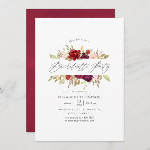 Invitation Marsala et Blush Floral Bachelorette Party