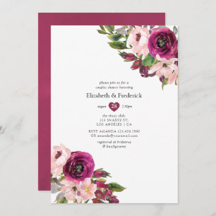 Invitation Marsala et Blush Floral Mariage Couples Douche