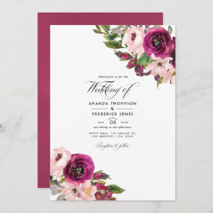 Invitation Marsala et Blush Floral Mariage Photo