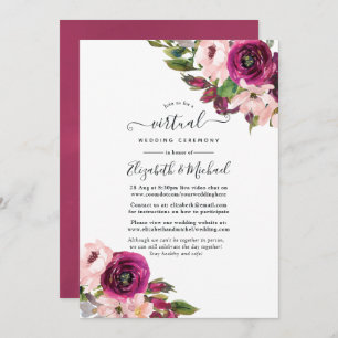 Invitation Marsala et Blush Floral Online Mariage virtuel