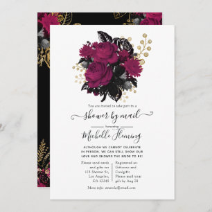 Invitation Marsala et Gold Floral Douche par courrier
