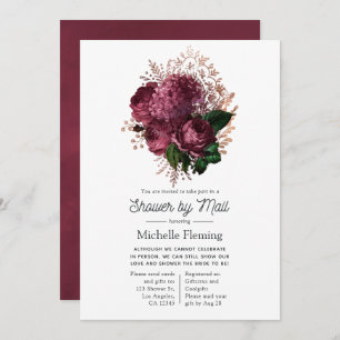 Invitation Marsala et Rose Gold Floral Fête des mariées par M