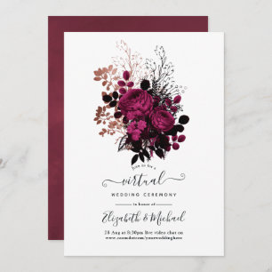 Invitation Marsala et Rose Gold Floral Mariage virtuel