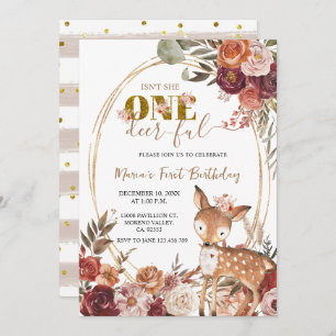 Invitation Marsala Floral One Deer Ful Girl Premier anniversa