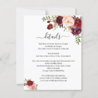Marsala Floral Romantique Boho Chic Insert Card