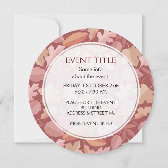 Invitation Marsala motif feuille (Dos)