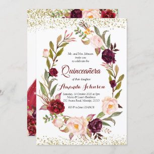 Invitation Marsala Princess Quinceañera espagnole