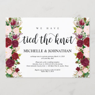 Invitation Marsala rose floral, Nous avons attaché le noeud,
