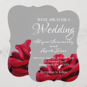 Invitation Marsala Rouge Bourgogne Floral Gris Mariage
