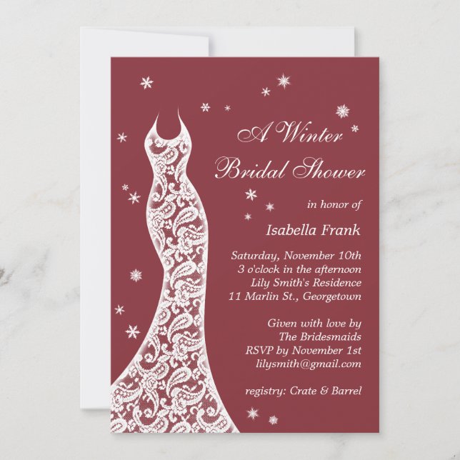 Invitation Marsala Winter Bridal (Devant)