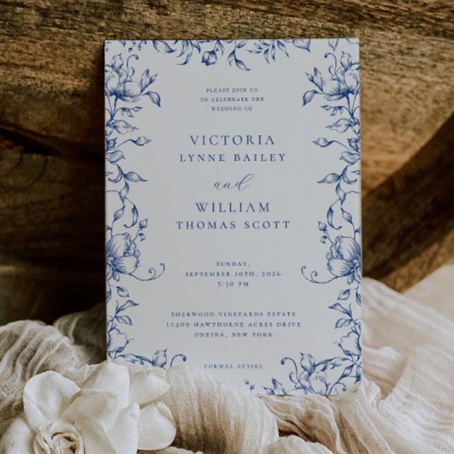Invitation Marseille Bleu Jardin Mariage Floral (Créateur téléchargé)