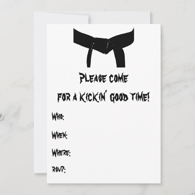 Invitation Martial Arts Anniversaire Party Jaune Rouge Invita (Devant)