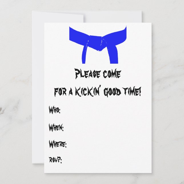 Invitation Martial Arts Blue Belt Anniversaire Fête Invitatio (Devant)