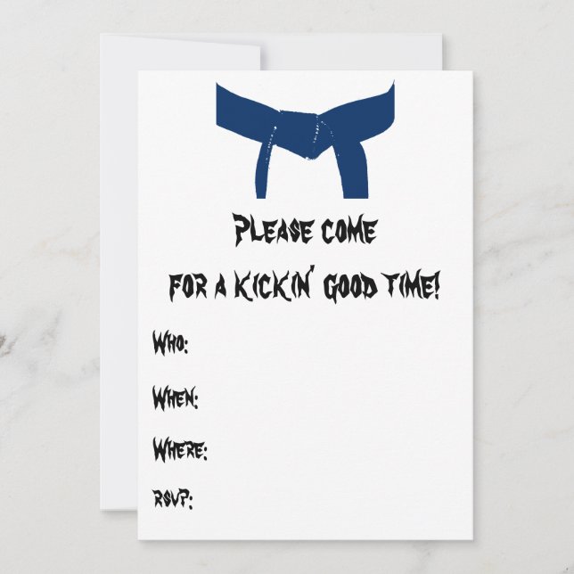 Invitation Martial Arts Blue Belt Anniversaire Fête Invitatio (Devant)