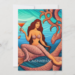 Invitation Martini à cheveux longs Mermaid Thunder_Cove