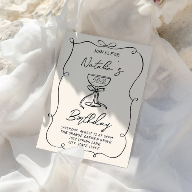 Invitation Martini à la bow noir et blanc de la 50e main (Créateur téléchargé)