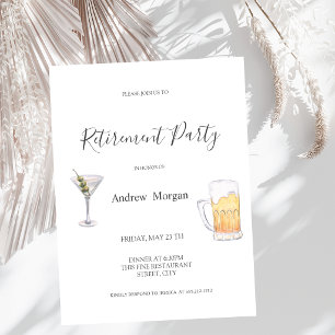 Invitation Martini à l'aquarelle, Fête de retraite de bière