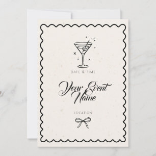 Invitation Martini à ligne noire Cadre ondulé
