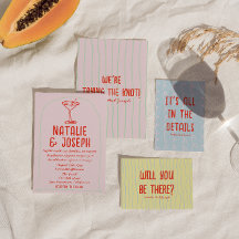 Martini à main colorée rétro Mariage ironique