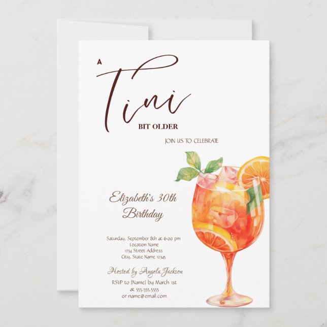 Invitation Martini A tini Bit Plus Vieux Vert Anniversaire (Devant)