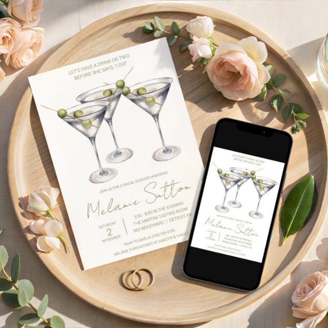 Invitation Martini aux olives, boisson de cocktail, douche de (Créateur téléchargé)