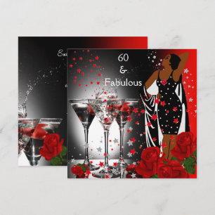 Invitation Martini aux Roses Rouges Ethniques Fabulueux 60ème