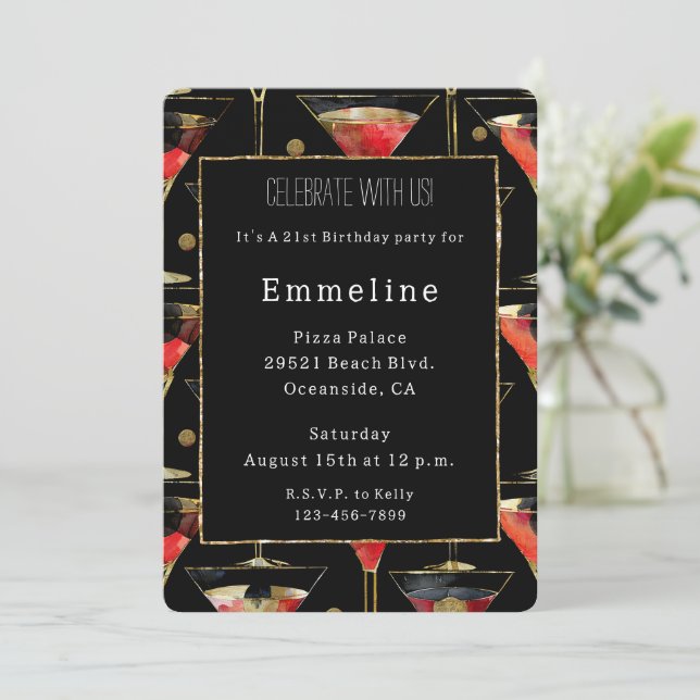 Invitation Martini Black Red Gold (Debout devant)