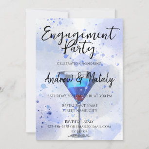 Invitation martini bleu sur fond blanc
