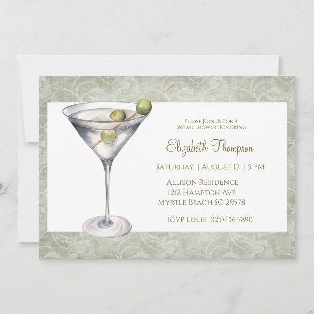 Invitation Martini Bridal Shower (Devant)