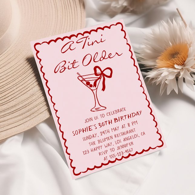 Invitation Martini Cocktail A Tini Bit Older 30th Birthday (Créateur téléchargé)