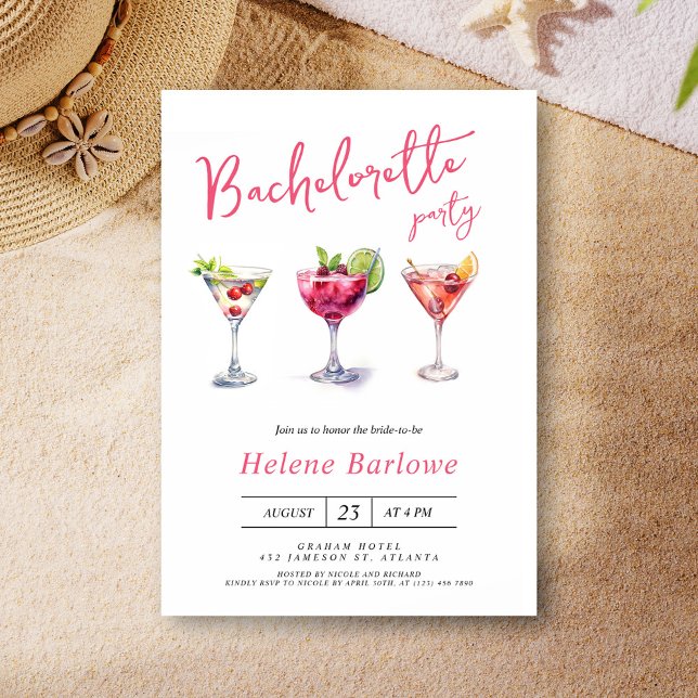 Invitation Martini Cocktail Modern Bachelorette Party (Martini Cocktail Modern Bachelorette Party Invitation)
