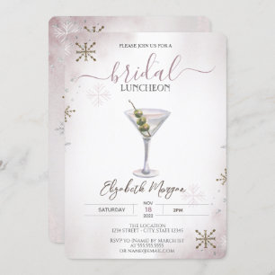 Invitation Martini, Cocktail, Snowflakes Bridal Luncheon